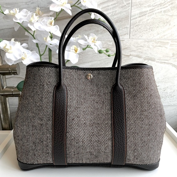 Hermes Handbags - ❌SOLD❌Authentic HERMES Buffalo Leather and Chevron Wool Garden Party 36 Bag.